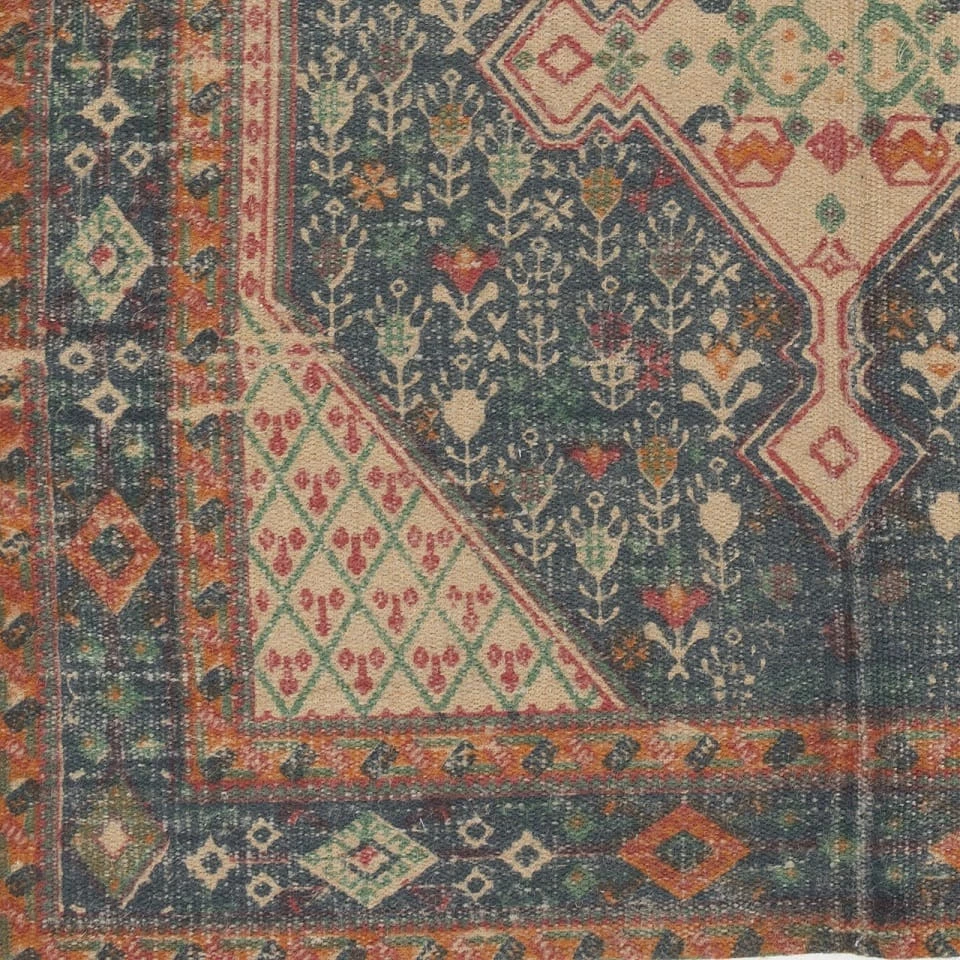 Wholesale 💯 SURYA AMEL PRINTED JUTE RUG: NAVY, ORANGE ✔️ 2 SURYA AMEL PRINTED JUTE RUG: NAVY, ORANGE