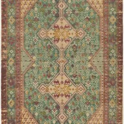 SURYA AMEL PRINTED JUTE RUG: EMERALD, ORANGE