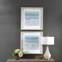 UTTERMOST "SEA GLASS SANDBAR" GLASS FRAMED PRINTS | SET OF 2