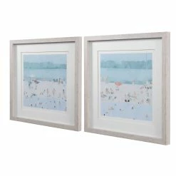 Discount βοΈ UTTERMOST "SEA GLASS SANDBAR" GLASS FRAMED PRINTS | SET OF 2 π 8 UTTERMOST
