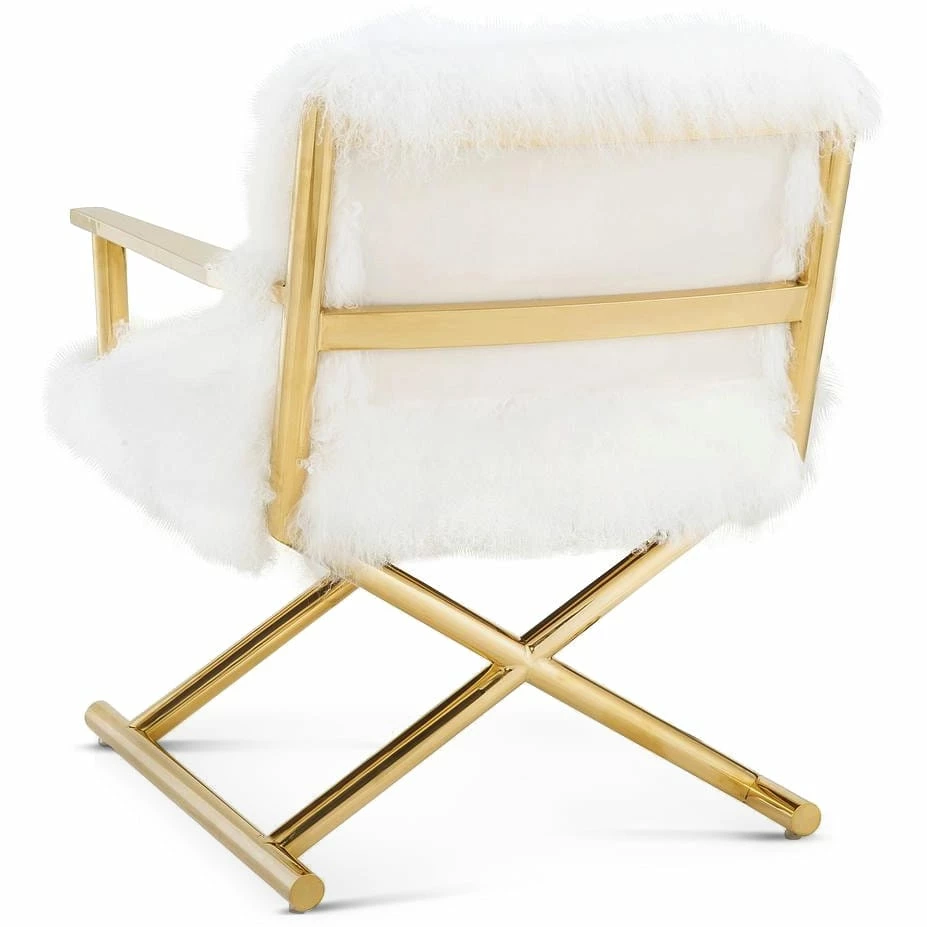 Best Sale 🎁 TOV SHEEPSKIN SHAG DIRECTOR’S CHAIR Living Room ⭐ 2 TOV SHEEPSKIN SHAG DIRECTOR’S CHAIR Living Room
