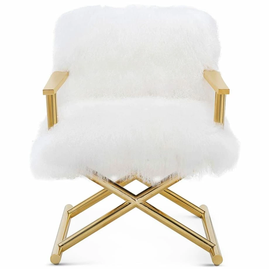 Best Sale 🎁 TOV SHEEPSKIN SHAG DIRECTOR’S CHAIR Living Room ⭐ 1 TOV SHEEPSKIN SHAG DIRECTOR’S CHAIR Living Room