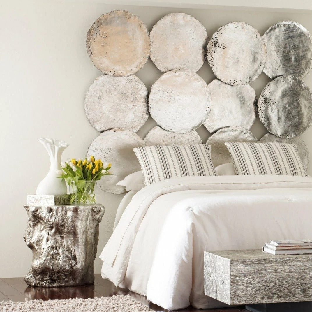 Best Pirce ๐ PHILLIPS COLLECTION SILVER CAST OIL DRUM WALL DISCS | SET OF 4 Wall Sculptures + Decor ๐ 4 PHILLIPS COLLECTION SILVER CAST OIL DRUM WALL DISCS | SET OF 4 Wall Sculptures + Decor