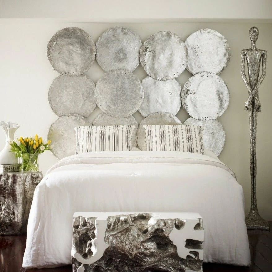 Best Pirce ๐ PHILLIPS COLLECTION SILVER CAST OIL DRUM WALL DISCS | SET OF 4 Wall Sculptures + Decor ๐ 3 PHILLIPS COLLECTION SILVER CAST OIL DRUM WALL DISCS | SET OF 4 Wall Sculptures + Decor