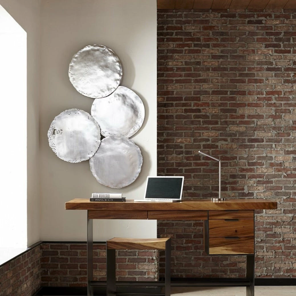 Best Pirce ๐ PHILLIPS COLLECTION SILVER CAST OIL DRUM WALL DISCS | SET OF 4 Wall Sculptures + Decor ๐ 5 PHILLIPS COLLECTION SILVER CAST OIL DRUM WALL DISCS | SET OF 4 Wall Sculptures + Decor