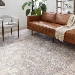 LOLOI EDITH VINTAGE PRINT RUG: GRAY, APRICOT