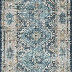LOLOI ESME VINTAGE PRINT RUG: DENIM, TEAL
