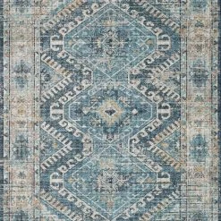 LOLOI ESME VINTAGE PRINT RUG: DENIM, TEAL