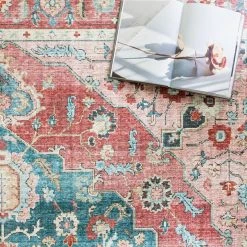 LOLOI ELLIE VINTAGE PRINT RUG: BRICK, OCEAN