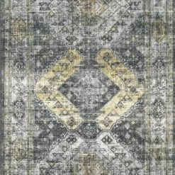 SURYA ELENE VINTAGE PRINT RUG: GRAPHITE, OLIVE