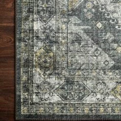 SURYA ELENE VINTAGE PRINT RUG: GRAPHITE, OLIVE