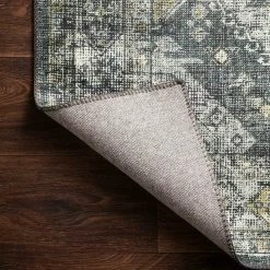 SURYA ELENE VINTAGE PRINT RUG: GRAPHITE, OLIVE