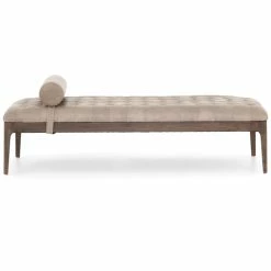 FOUR HANDS SONOMA GREY LEATHER BENCH