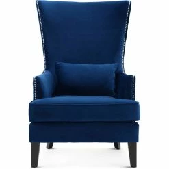 TOV SOPHIA NAVY VELVET WING CHAIR