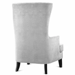 TOV SOPHIA SILVER CROC VELVET WING CHAIR