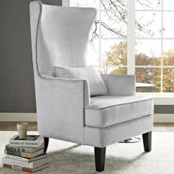 Wholesale 🎁 TOV SOPHIA SILVER CROC VELVET WING CHAIR 😉 7 TOV SOPHIA SILVER CROC VELVET WING CHAIR