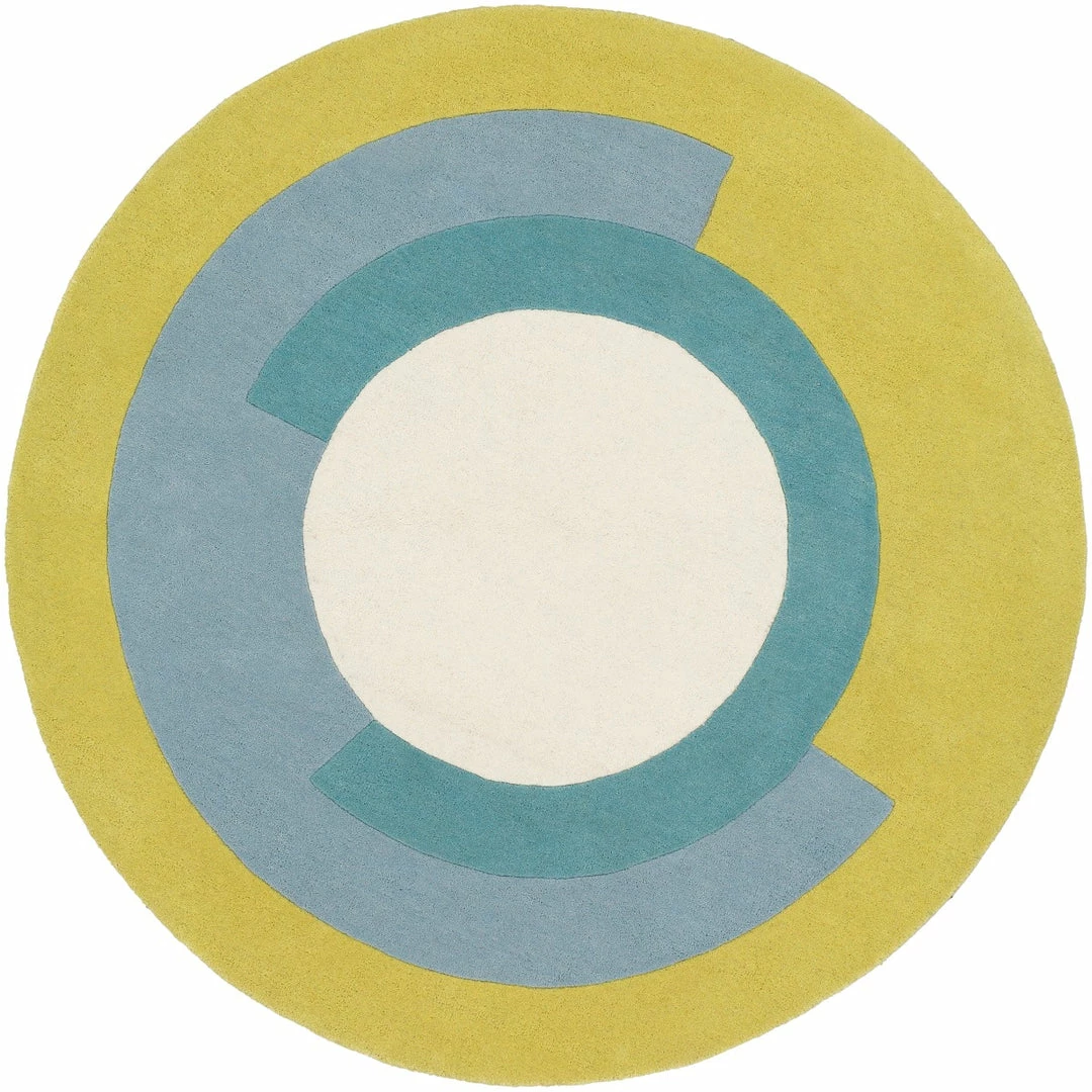 Cheap π SURYA SPINNER ROUND WOOL RUG: LIME, AQUA π 1 SURYA SPINNER ROUND WOOL RUG: LIME, AQUA