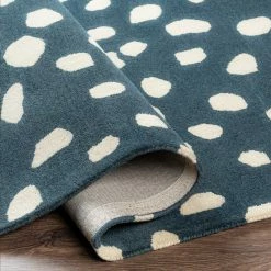 Best Sale 🎁 SURYA TREND SPOTTING WOOL RUG: NAVY 🎁 7 SURYA TREND SPOTTING WOOL RUG: NAVY
