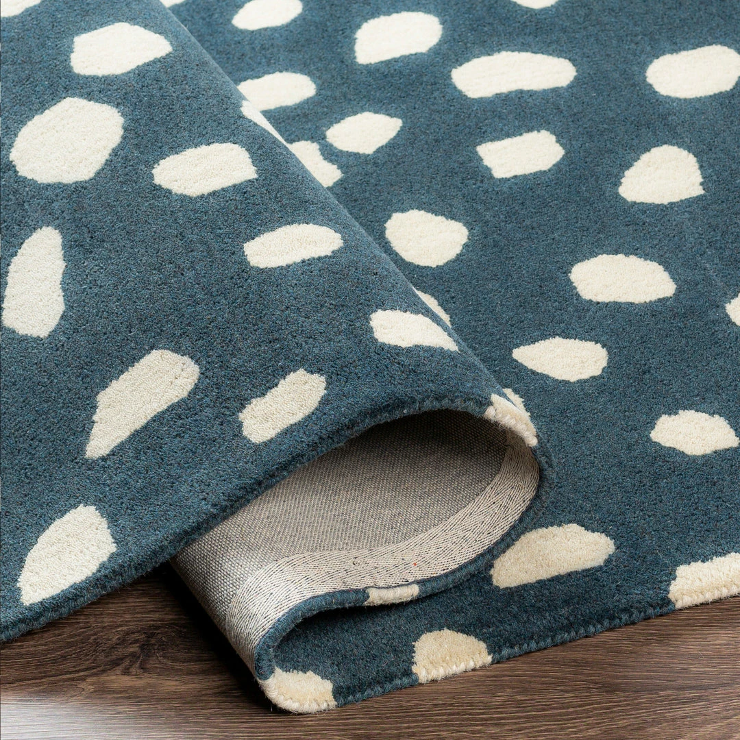 Best Sale 🎁 SURYA TREND SPOTTING WOOL RUG: NAVY 🎁 4 SURYA TREND SPOTTING WOOL RUG: NAVY