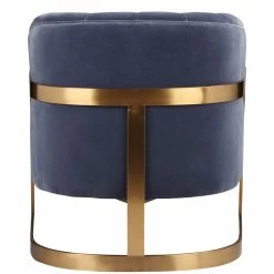 MOES STEELY BLUE VELVET CLUB CHAIR Living Room