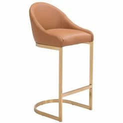 ZUO STEVIE BAR STOOL: TAN LEATHERETTE Furniture