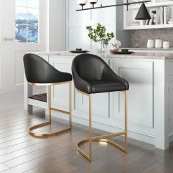 ZUO Furniture STEVIE BAR STOOL: BLACK LEATHERETTE
