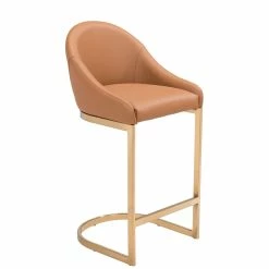 ZUO STEVIE BAR STOOL: TAN LEATHERETTE Furniture