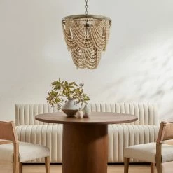 CYAN Lighting STRANDED WOOD BEADED PENDANT | LARGE