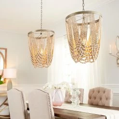 CYAN Lighting STRANDED WOOD BEADED PENDANT | SMALL