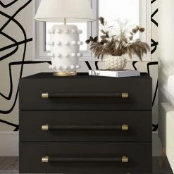 TOV STRIDE BLACK LACQUER NIGHTSTAND