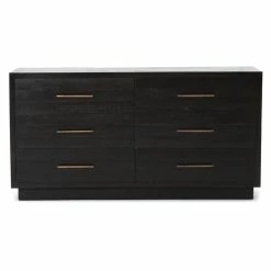FOUR HANDS SUKI BURNISHED BLACK 6 DRAWER DRESSER