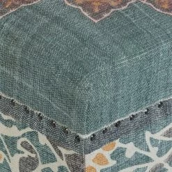 SURYA Living Room KAMALA COCKTAIL OTTOMAN: TEAL MULTI