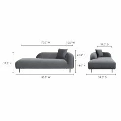 MOES Furniture SWELL VELVET CHAISE: ANTHRACITE