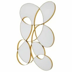 UTTERMOST SYMPHONY GOLD METAL + WHITE GLASS WALL ART Wall Sculptures + Decor