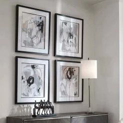 UTTERMOST "TANGLED THREADS" GLASS FRAMED PRINTS | SET OF 4 Wall Art