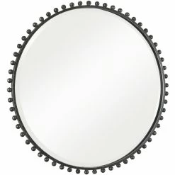 UTTERMOST TAZA ROUND MIRROR: ANTIQUE BLACK
