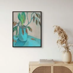 L ART "TEAL TABLE PLANTS" CANVAS ART