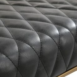 MOES TEATRO ANTIQUE BLACK QUILTED LEATHER BENCH