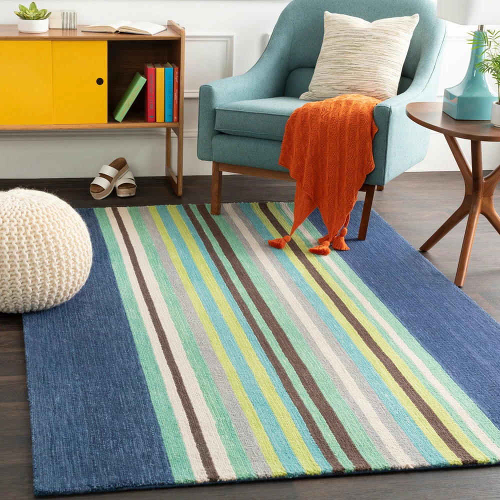Best Sale ๐ SURYA POP LINES WOOL RUG: NAVY ๐ 5 SURYA POP LINES WOOL RUG: NAVY