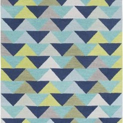 SURYA POP ANGLES WOOL RUG: BLUE, LIME