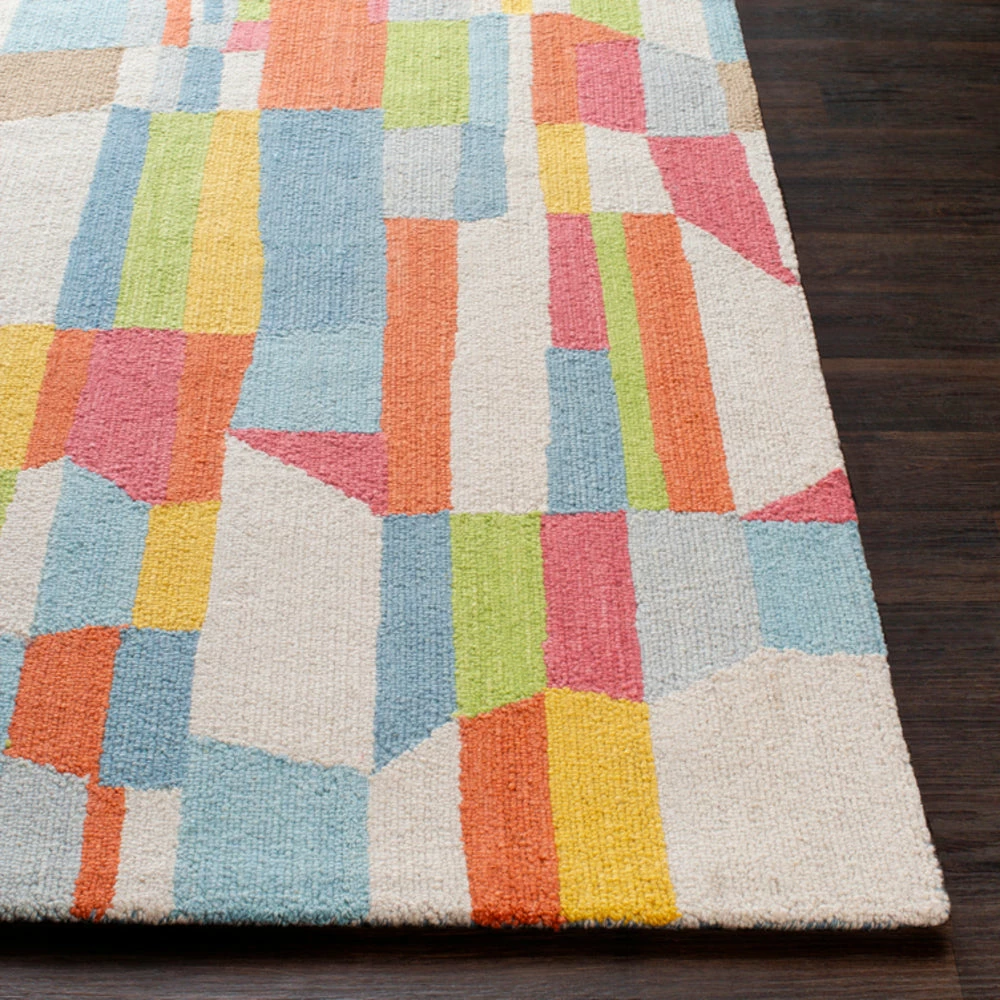Promo ๐ SURYA POP LAYERS WOOL RUG: CORAL, SKY ๐ 2 SURYA POP LAYERS WOOL RUG: CORAL, SKY
