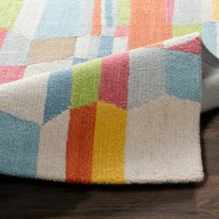 Promo ๐ SURYA POP LAYERS WOOL RUG: CORAL, SKY ๐ 7 SURYA POP LAYERS WOOL RUG: CORAL, SKY