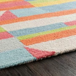 Promo ๐ SURYA POP LAYERS WOOL RUG: CORAL, SKY ๐ 8 SURYA POP LAYERS WOOL RUG: CORAL, SKY