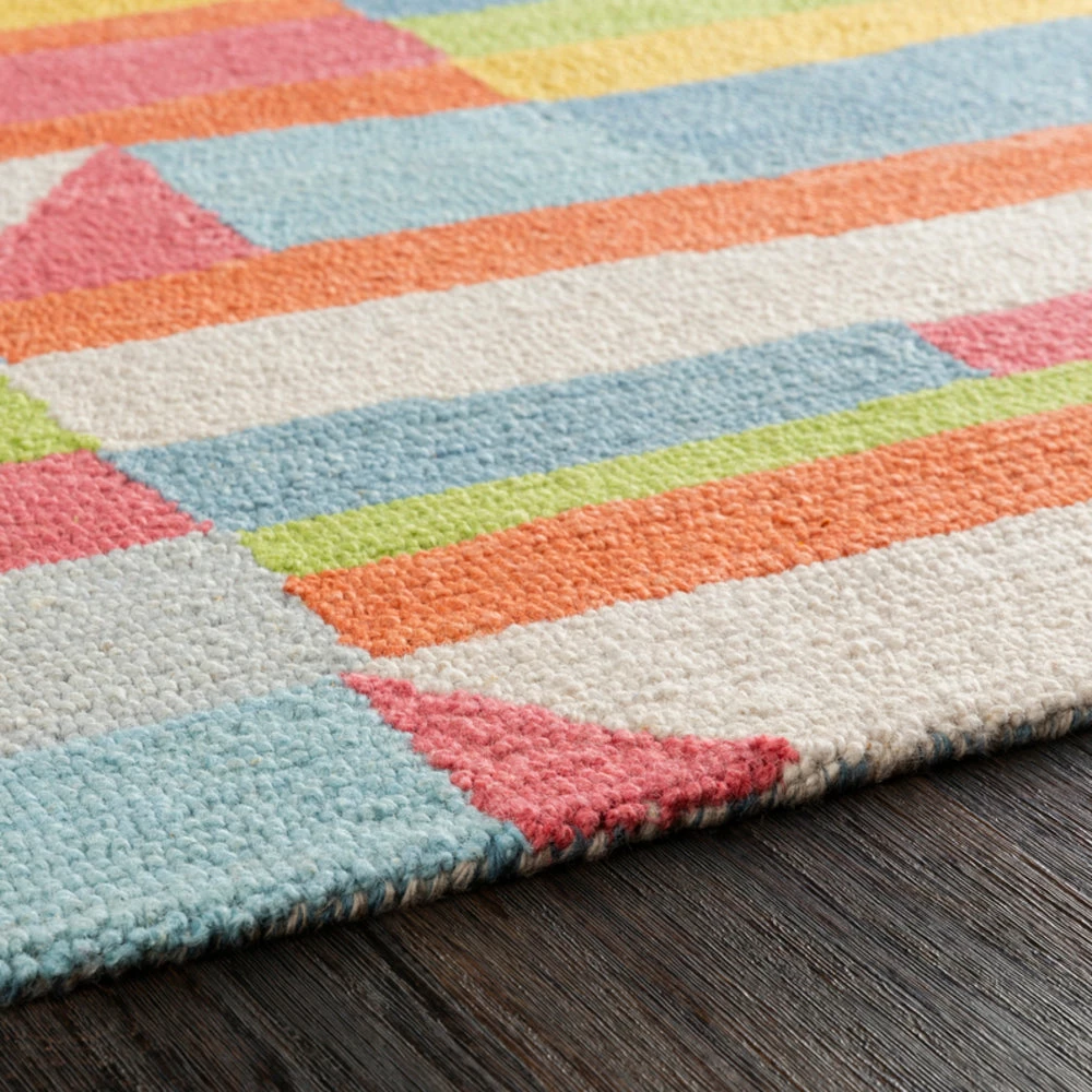 Promo ๐ SURYA POP LAYERS WOOL RUG: CORAL, SKY ๐ 4 SURYA POP LAYERS WOOL RUG: CORAL, SKY