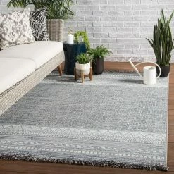 JAIPUR TIKAL RAVI INDOOR-OUTDOOR RUG: GREY, SKY