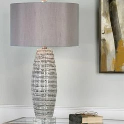UTTERMOST TOLUCA EMBOSSED GRAY CERAMIC LAMP