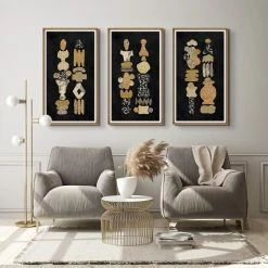 L ART Wall Art "TOTEMED NOIR II" GLASS FRAMED ART