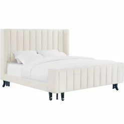 TOV OLIVETTE CREAM VELVET BED Bedroom
