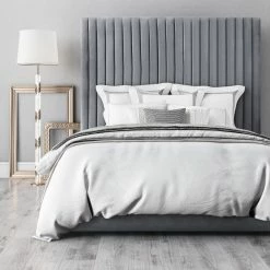 TOV MISCHA GREY VELVET BED Bedroom