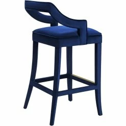 TOV Kitchen + Dining MAURA NAVY VELVET BAR STOOL